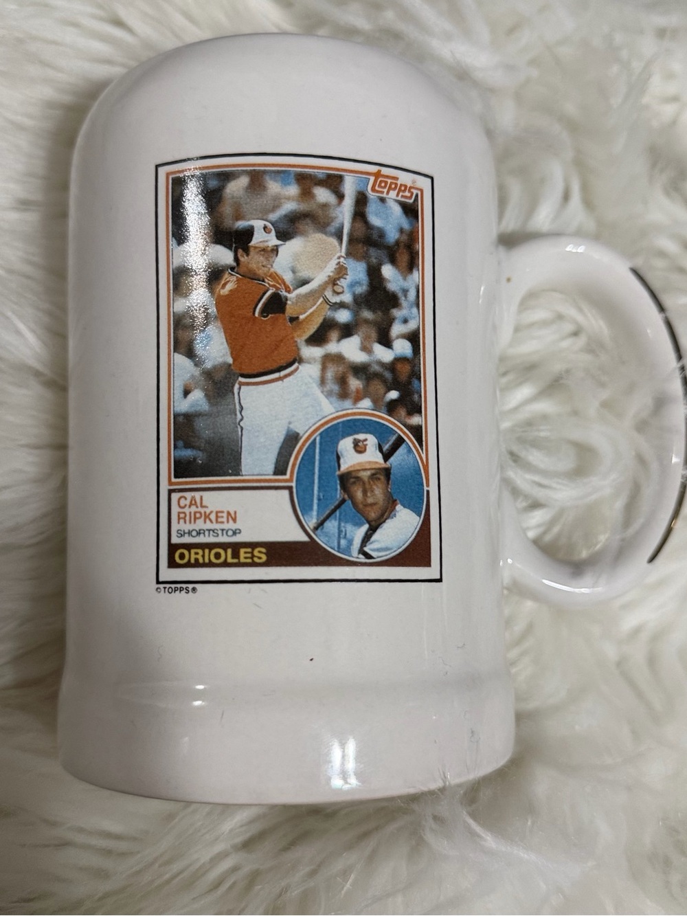 Topps Cal Ripken Orioles White Ceramic Baseball Mug